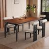 Combinación de Mesa y Silla de Comedor de Madera Maciza Estilo Medieval para Hogar Apartamento Pequeño Rectangular Moderna Simple Retro Mesa Mesa de Comedor Retro