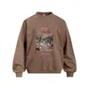 Moletom Lavado Tie-Dye com Estampa de Personagem Retro Americano Masculino Solto Gola Redonda Sem Capuz Primavera e Outono Lavagem Roupa Esportiva