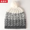 Hengyuanxiang high-end jacquard 100% pura lã malha chapéu masculino e feminino outono e inverno Nova bola de pele fechado dedo chapéu de lã