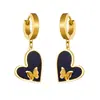 Pendientes Sencillos de Acero de Titanio para Mujer que Conservan el Color Nuevo Estilo Concha Daai Mariposa Estéreo Pendientes de Acero Inoxidable para Mujer