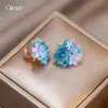 Brincos de Flores de Resina de Cristal Frescos de Primavera e Verão com Contas, Presilhas de Orelha Levemente Luxuosas e de Alta Qualidade, Brincos Doces e Versáteis