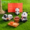 Terrario de musgo, figura de panda creativa y adorable para hacer té alrededor de una estufa, accesorios de decoración DIY, adornos en miniatura
