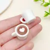 Mezcla 10 Comida Creativa y Juego Resina Artificial Colorido Corazón Estéreo Arte Latte Taza de Café Colgante Accesorios de Joyería DIY