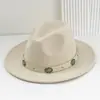 Estilo Popular Unissex Transfronteiriço Chapéu de Feltro Macio Estilo Étnico de Jeans com Acessórios de Cinto Estampados Florais de Metal e Couro