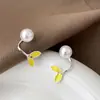 Pendientes Cotidianos Sencillos y Dulces Estilo Coreano con Brillo Único, Diseño de Cola de Pez con Goteo de Aceite de Perla, Personalidad de Nicho, Pendientes de Alta Gama para Mujer