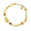 Tienda de Oro Puzuo Mismo Estilo Sha Jin Fu Lu Shuangzhen Quemado a Alta Temperatura Diseño Azul Pulsera Moda Femenina Elegante para Enviar a Novia