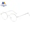 Gafas planas con protección contra la luz azul para hombre, montura poligonal de metal retro, montura artística de estilo coreano para mujer, gafas para miopía.