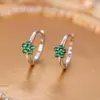 Pendientes de Plata de Ley S925 de Venta Caliente Transfronteriza Estilo Coreano con Circonita Verde Incrustaciones de Diamante, Pendientes de Flor de Lujo Ligero de Moda y Elegantes para Mujer