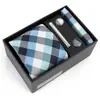 Conjunto de Caixa de Presente com Gravata de Quatro Peças para Homens, Gravata de Alta Qualidade para Traje Formal de Negócios, Presente de Casamento e Feriado para Homens, Gravata com Logo Personalizado