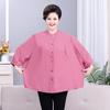 Camisa de verano de manga corta para mujer de mediana edad y mayor, talla exótica, cárdigan holgado de seda de algodón de 200 Jin para madre y abuela.