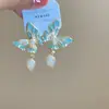 [País de los Sueños de Alicia] Corona Floral Estilo Francés, Aretes de Perlas de Imitación de Sirena, Sin Perforar, Diseño Único, Pendientes Versátiles