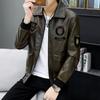 Chaqueta de Cuero para Hombre Invierno Nueva Moda Coreana Juvenil Casual Solapa Aviador Chaqueta de Cuero PU Chaqueta Combinable
