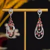 Pendientes Colgantes Multicapa Huecos de Zircón en Forma de Gota de Agua con Aguja de Plata, Pendientes de Temperamento de Lujo Ligero Transfronterizos, Pendientes de Nicho de Gama Alta para Mujer
