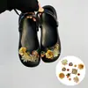 Accesorios para zapatos Croc, piezas para armar tú mismo, flores metálicas tridimensionales de lujo ligero con diamantes y perlas, hebillas de zapato desmontables, decoración de superficie de zapato