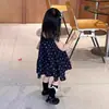 Vestido de tirantes floral retro azul marino de verano 2026 para niñas estilo coreano para bebés, vestido tipo tank holgado con cuello halter