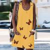 Vestido tipo chaleco sin mangas con estampado de mariposas y botones de bolsillo de verano de comercio exterior para mujer YY0012