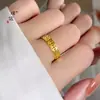 Loja de ouro Puzuo com anel de cobre oco rico em ouro brilhante 24K cheio de moedas anel de dedo de comida anel de amantes