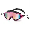 Gafas de Natación para Adultos con Tapones Integrados, Montura Grande, Antiempañantes, Alta Definición, Unisex, Stock de Fabricante, Campo de Visión Amplio, Fábrica de Gafas de Natación