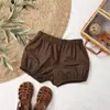 Estilo Nórdico Algodão Linho Fofo para Meninos Meninas Bloomers Versátil Nova Roupa Infantil Cor Sólida Respirável Cintura Elástica Shorts Lanterna