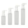 Loção Demaquilante Personalizada 100ml-180ml Frasco Quadrado Longo Frasco de Plástico PET Transparente Fosco Jateado Fábrica