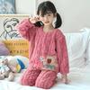 Pijamas de otoño e invierno para niños, ropa de franela gruesa para niñas y bebés, ropa de casa con dibujos animados para estudiantes de primaria.