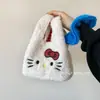 Bolsa de muñeca de lana de cordero al por mayor, bolso de mano para mujer, bolso tote, adecuado para el trabajo y los desplazamientos, bolso tote pequeño, diseño lindo de gato de dibujos animados