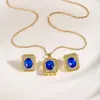 Conjunto de Dos Piezas Geométrico de Lujo Ligero Europeo y Americano Incrustado con Diamantes, Diseño Creativo, Nuevo Estilo Transfronterizo, Elegante y de Gama Alta Cadena para Clavícula