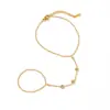 Pulsera de Guantes de Acero Inoxidable Acero de Titanio Oro Anillo Elegante de Gama Alta de Nicho con Diamantes Chapado en Oro de 18K Europeo y Americano para Mujeres