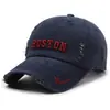 Gorra de Béisbol Lavada Desgastada Rasgada Retro Cruzada Hombres Mujeres Moda Europea Americana Exterior Bordado de Letras 3D Gorra con Visera