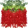 Flores de glicinia artificiales para decoración de techo, decoración de bodas, flores artificiales para decoración de sala de estar, escenarios de parques y hoteles (12 piezas por juego)