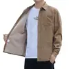 Camisa Cálida de Pana para Hombre de Otoño e Invierno Chaqueta Casual de Manga Larga de Terciopelo Engrosada Top Suelto Chaqueta