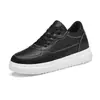 Aumento de Altura Interior Invisible 6cm Moda Masculina Casual Zapatillas Bajas Piel de Vaca Suela Gruesa Aumento de Altura Interior 8cm Punta Redonda Deportivas Blancas para Hombre
