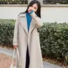 Abrigo de Lana Doble Cara para Mujer, Nuevo Estilo Casual Otoño e Invierno 2026, Cuello de Solapa, Adelgazante, Corte Holgado, Abrigo de Lana de Longitud Media
