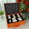 Juego de Té Kung Fu Estilo Lujo Ligero Etiqueta H Transfronterizo Juego de 8 Piezas de Porcelana Ósea Tazas de Té, Tazas de Presentación y Cuencos para Uso Doméstico y Regalos de Inauguración