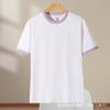 Camiseta de algodão de verão com contraste masculina e feminina cor de ombro combinando gola redonda manga curta atacado logotipo personalizado roupa de grupo Camiseta