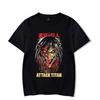Camiseta Hip Hop Número Attack Titan Retro Estampada Lavada Manga Corta Verano Algodón Top para Hombre