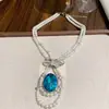 Colar Oval com Laço de Strass e Pérolas em Camadas, Luxo Leve, Alta Qualidade, Único, Estilo Minimalista, Joia Exquisita