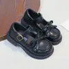 Zapatos Negros de Cuero para Niñas 2026 Primavera Nuevos Estilo Universitario de Celebridad de Internet Zapatos de Princesa Bailarinas de Moda con Lazo