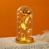 Nova Tampa de Vidro Cor Sólida Flor Eterna Flor com Folha de Ouro Criativa Ornamento de Mesa Luz Noturna LED Ornamento de Mesa Atacado