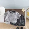 Conjunto de Verano para Niños 2026 Nuevo Elegante Ropa de Verano para Bebés Cuello Redondo Corto Conjunto de Dos Piezas Venta al por Mayor