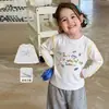 Roupas infantis Vimood, camiseta de manga comprida para meninas, top infantil casual de outono com desenho fofo, roupas de bebê grau A