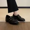 2026 Nuevos Mocasines Retro de Velcro sin Cordones para Mujer, Zapatos Versátiles de Cuero Estilo Francés y Británico con Tacones Gruesos