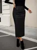 2025 Transfronterizo Amazon Falda de Cuero de Gama Alta Otoño Nueva Moda Sexy Cintura Alta Ajustada Abertura Cubre Cadera Falda