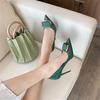 Tacones Altos Zapatos de Tacón de Aguja para Mujer 2023 Primavera y Otoño Nuevos Versátiles Sexy Charol Flats Elegantes Punta Afilada Borgoña Zapatos de Boda para Mujer
