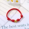 Pulsera con Lingote Pequeño de Oro Arena, Pulsera de Hilo Rojo Tejido para el Año de Nacimiento, Pulsera para Pareja y Amistad, Estilo Fresco Nuevo