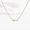 Collar Cruzado Popular de Acero de Titanio Transfronterizo con Colgante de Cruz Ovalada con Diamante Completo, Cadena Geométrica Trendy para Clavícula Europea y Americana para Mujeres