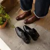 Botines de alta calidad, lavados, de piel de vaca de primera capa, con suela blanda, cómodos, de tacón bajo para mujer, adecuados para figuras petite, planos, marrones, talla 40