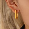 Xinyixin Hebilla de Oreja Geométrica Rectangular de Acero Inoxidable Moda Simple Viento Frío Chapado en Oro Real de 18K Pendientes