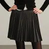 Falda de Lana para Mujer 100% Lana Pura Hilo Yangtze Alemán Casual Color Sólido Moda Tejida Plisada