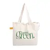 Bolsa Tote com Cordão Estilo Coreano Nova Primavera e Verão, Bloqueio de Cores Leve Estampa de Letras Dopamina Fresca Lona Bolsa de Ombro